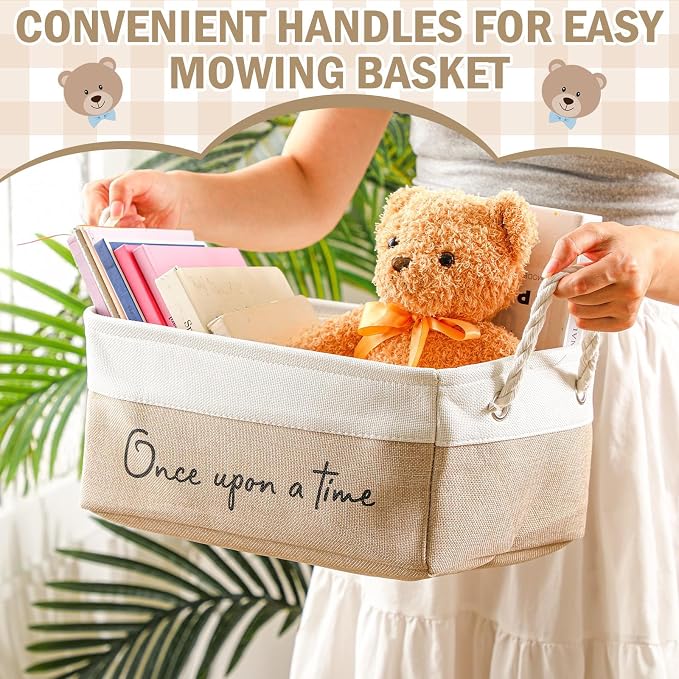 Marsui Book Lover Gifts Once Upon a Time Book Storage Basket Bin Bookish Accessories Bookworm & Librarian Gift for Club Members Student Teacher Reading Accessories - Image 3
