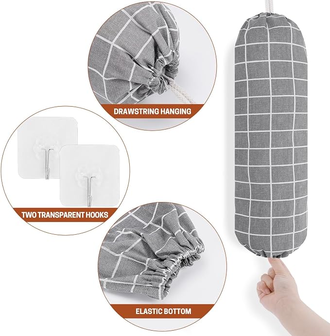 SWISSELITE 2Pcs Plastic Bag Holder, Reusable Plastic Bag Organizer | Wall Mount, Large Grocery Bag Storage Dispenser, 22x9 IN - Image 3