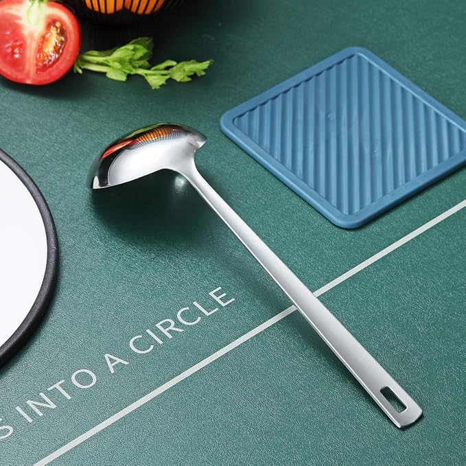 Stainless Steel Ladle, Berglander Soup Ladle, Cooking Ladle, Kitchen Ladle, Metal Soup Spoon For Cooking Non-Stick And Heat Resistant, Dishwasher Safe, Easy to Clean - Image 4