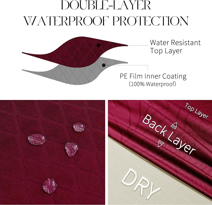 MOSAYT 100% Waterproof Dining Room Chair Covers Set of 6, Super Fit Stretch Jacquard Parson Chairs Slipcovers Removable Washable Chair Seat Protectors for Home, Kitchen, Banquet (Burgundy - XL) - Image 3