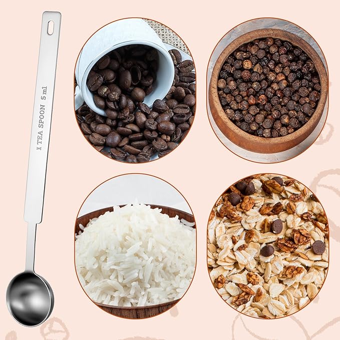 2PCS Measuring Spoon, 1 Tsp(1/3tbsp, 1/6oz, 5ml) Stainless Steel Single Tablespoon Long Handle Teaspoon Scoop for Kitchen Tea Soup Ingredients Cooking & Baking