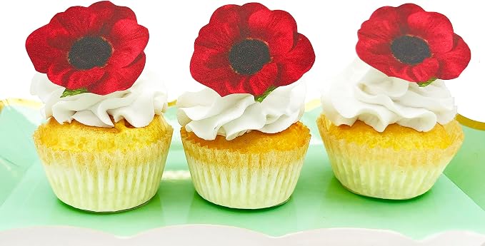 Sugar Robot - Edible Poppy Flowers - Small Size - Edible flowers cake decorations - Premium Crafted - Made in the USA Cake -Set of 12 (Poppy) - Image 2