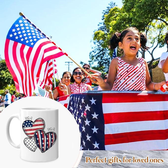 Hyturtle Personalized Gnome Mug Gifts For Women - 4th of July Mug | Gnome Lover Gift Ideas, Patriotic Gnomes, American Flag Red White Blue USA Custom Name 11oz White Ceramic Coffee Tea Cup - Image 4