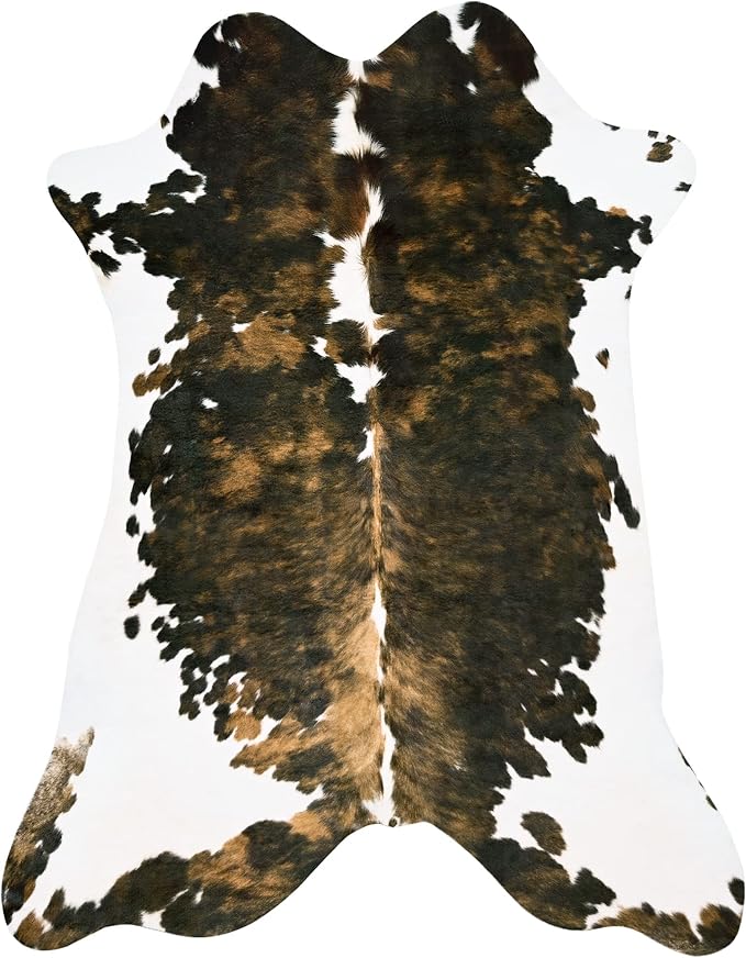 Faux Cow Hide Rug 3.6x2.3, Premium Western Home Decor Cow Print Rug | Faux Leather Animal Cowhide Carpet for Living Room Bedroom, Dining Traditional Cow Print Stuff Carpets, Brown by AmeareaDirect