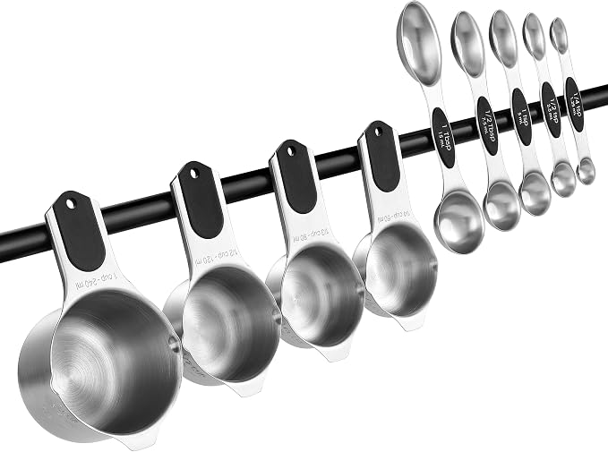 Spring Chef Magnetic Measuring Cups & Spoons Set of 9, Patented, Black | Stackable Stainless Steel Measuring Cups & Heavy Duty Metal Measuring Spoons with Levelers for Dry & Liquid Ingredients - Image 8
