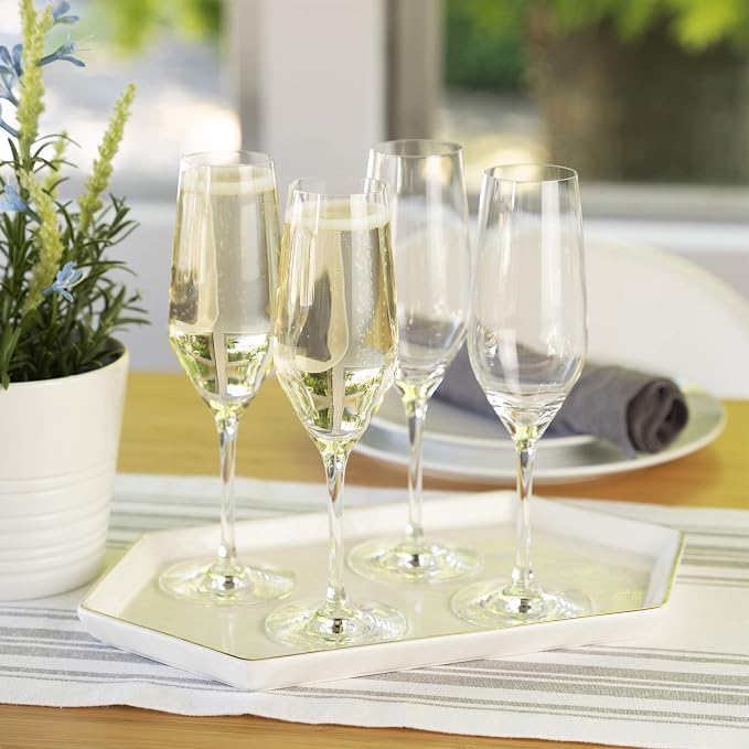 Spiegelau Style Champagne Flutes, Elegant Crystal Champagne Glasses Gift Set, Perfect for Prosecco, Sparkling Rose, Mocktails, Home Bar Accessories, Housewarming, Wedding Gifts, 8.5 oz, Set of 4 - Image 7
