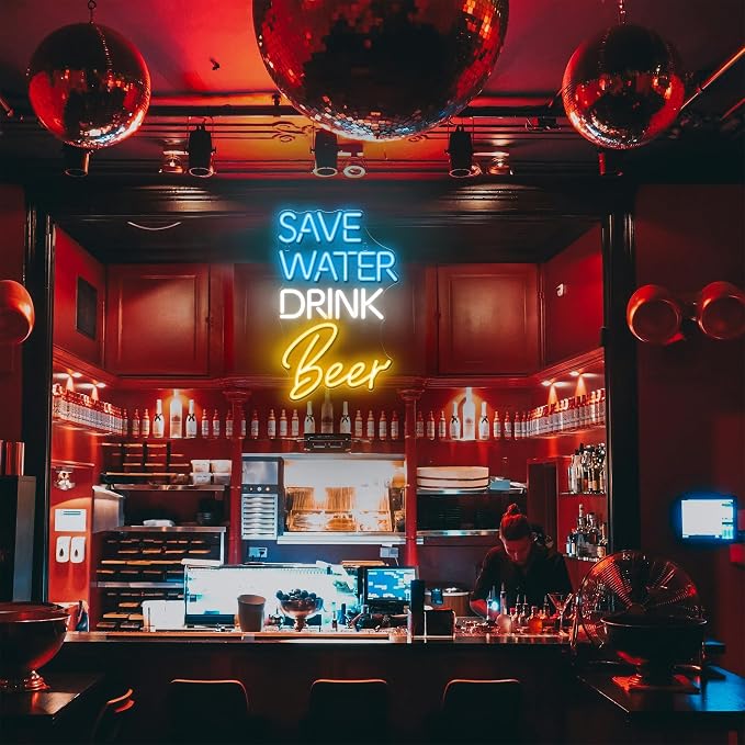 Kavaas Save Water Drink Beer Neon Sign, Neon Beer Signs for Man Cave, Home Bar, Pub, Wall Decor - Best Gifts for Beer Lovers, Birthday, Christmas - Image 6