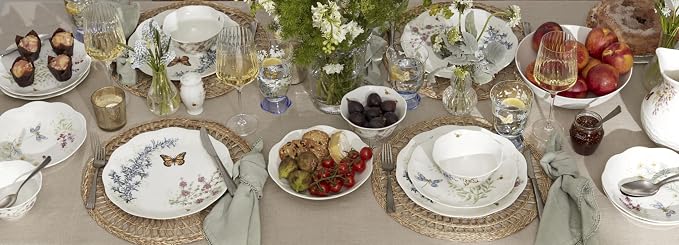 Lenox Porcelain Dinnerware Sets For 4, Butterfly Meadow Herbs 12-Piece Dinnerware Set, Service For 4, Microwave Safe Plates, White Dinner Plates and Bowls Sets, Dishes, Kitchen and Dining (12 Piece) - Image 10