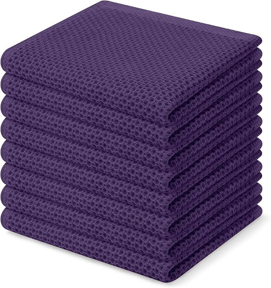 Homaxy 100% Cotton Waffle Weave Kitchen Dish Cloths 8-Pack, Eggplant | 12 x 12 Inches, Ultra Soft Absorbent Dish Towels, Quick Drying Dish Rags with Hanging Loop by Homaxy
