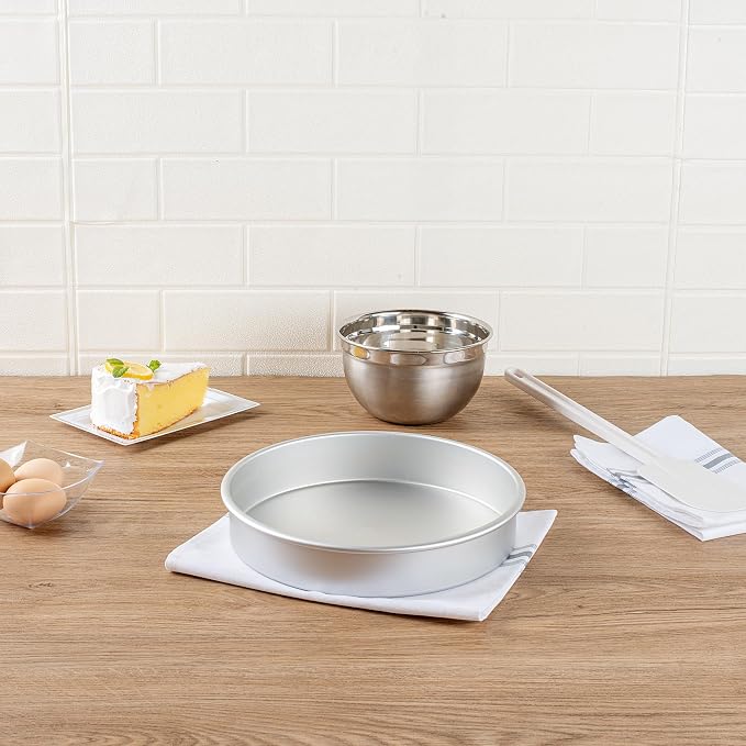 Restaurantware-Met Lux 10 x 2 Inch Straight-Sided Baking Tins, 12 Round Cake Pans - Oven-Ready, Freezable, Anodized Aluminum Round Baking Pans, Greaseproof, For Layer Birthday Cakes - Image 3