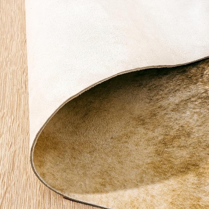 Amearea Faux Cow Hide Rug 6.2x5.2, Premium Western Home Decor Cow Print Rug | Large Faux Leather Animal Cowhide Carpet for Living Room Bedroom, Dining Traditional Cow Print Stuff Carpets, Yellow - Image 5