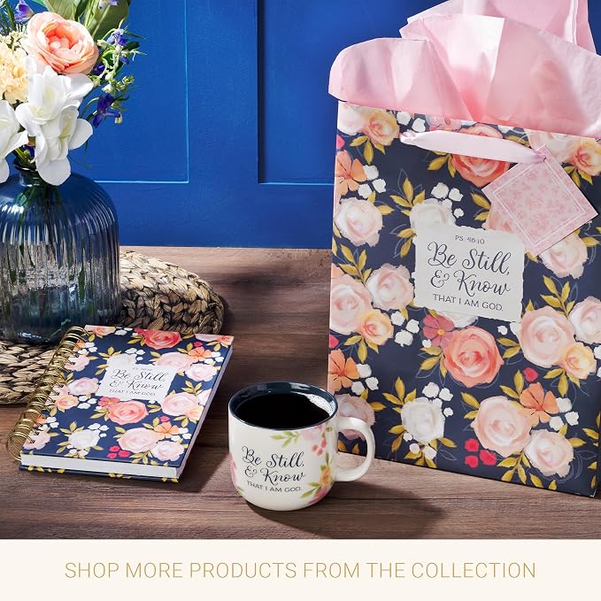 Christian Art Gifts Inspiring Ceramic Coffee Mug for Women: Psalm 46:10 Bible Verse, Dishwasher & Microwave Safe Novelty Cup, Encouraging Gift for Women, White & Navy Blue Multicolor Floral, 14 oz. - Image 8