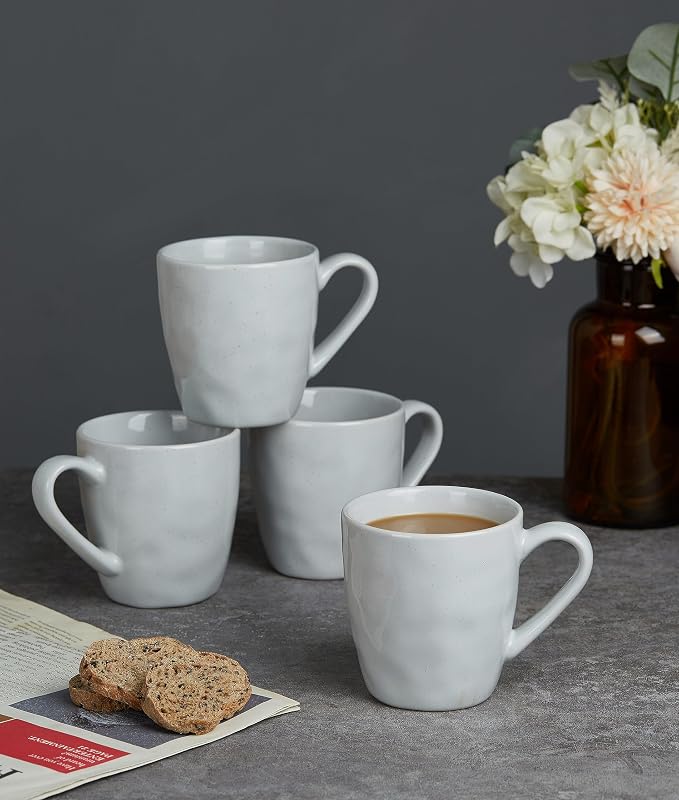 famiware Mars 4 Pieces Coffee Mug, 14oz Tea Mug, Catering Mugs with Handle for Coffee, Tea, Cocoa, Milk, Light Gray - Image 4