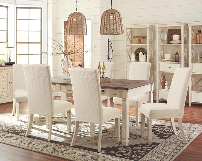 Fuloon Dining Chair Slipcover, Stretch Parson Chair Protector for Home | Waterproof Rhombic Jacquard-beige, Set of 2, Super Fit, Removable, Suits for Hotel, Dining Room, Ceremony, Banquet Party - Image 3