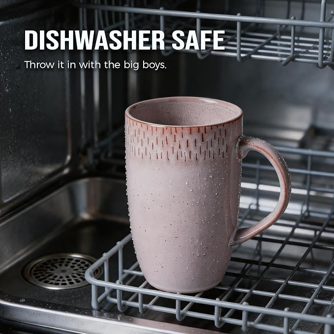 22oz Oversized Heavyweight Ceramic Coffee Mug, Large (Pink) | 22oz Extra Large, Oversized Heavyweight Ceramic, Reactive Glaze, Microwave & Dishwasher Safe, Prop 65 Compliant, Gift Box - Image 5