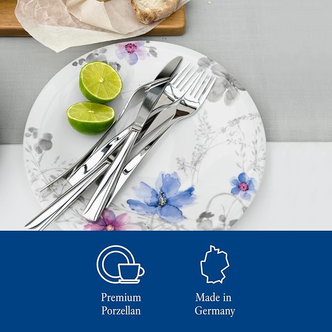 Villeroy & Boch Mariefleur Gris Basic Dinner Plate, 27 cm, Premium Porcelain, White/Multicoloured - Image 2