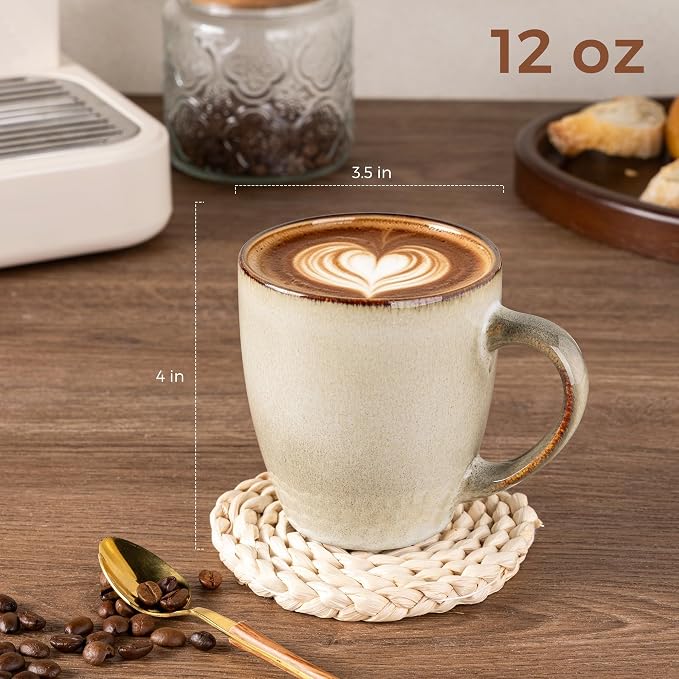 GBhome Ceramic Coffee Mugs Set of 6, 12oz Stoneware Coffee Mugs Set For Dad Mom Women MEN, Light Weight Coffee Cups for Latte/Tea/Beer/Hot Cocoa, Dishwasher & Microwave Safe - Image 3