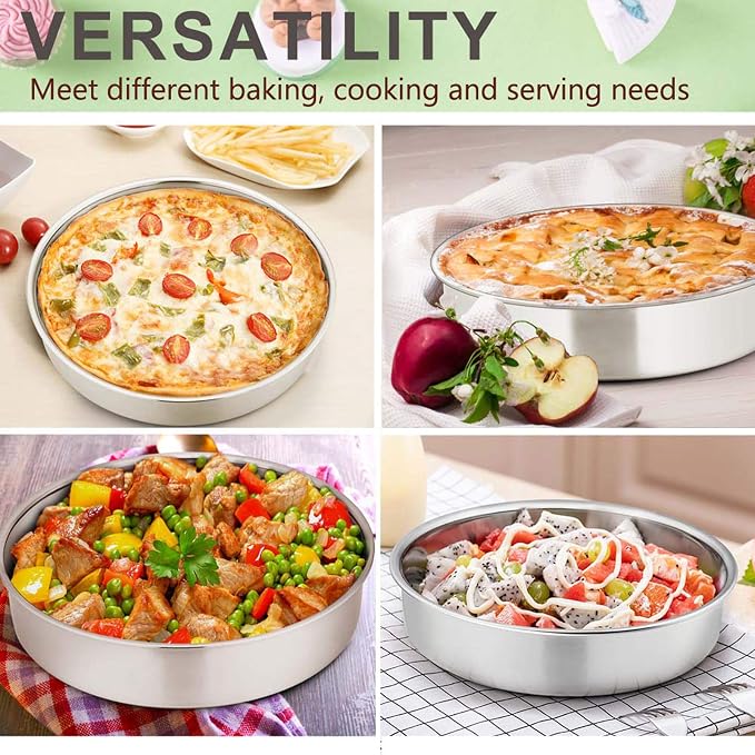 E-far Cake Pan Set of 3 (6 inch/8 inch/9½ inch), Stainless Steel Round Layer Cake Baking Pans, Perfect for Birthday Wedding Tier Cake, Non-Toxic & Healthy, Mirror Finish & Dishwasher Safe - Image 8