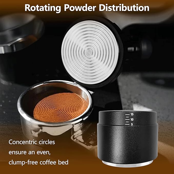 3-in-1 Coffee Distributor and Tamper with WDT Tool – Espresso Distribution Tool Set, Professional Espresso Accessories Kit, Fits 53mm Portafilters (53mm)