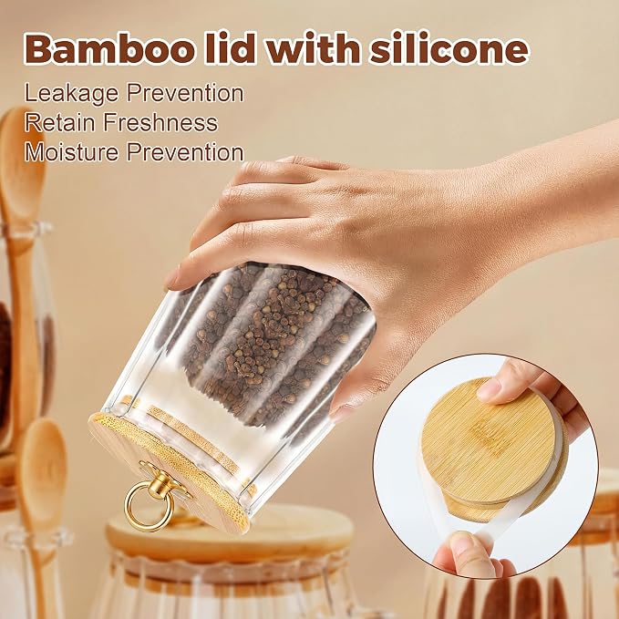 holoith Sugar Jar with Lid and Spoon,24oz Large Glass Spice Jars | Coffee Bar Decor Accessories Food Storage Containers Home Essentials - Image 5