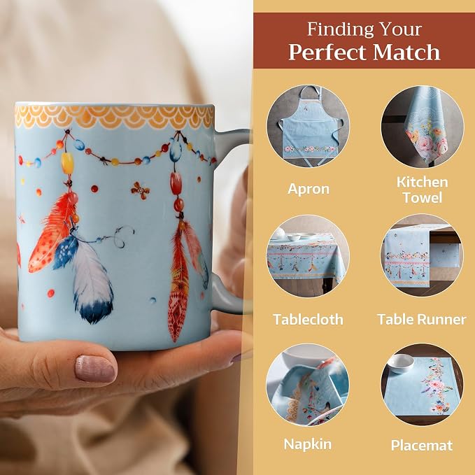 Maison d' Hermine Coffee Mug with Handles Tea Cups (12 Ounce, Pack of 1) | Fine Bone China Coffee Mugs for Hot Beverages Cappuccino Latte Home Restaurant Hotel Spring Summer -Ibiza - Blue - Festival - Image 6