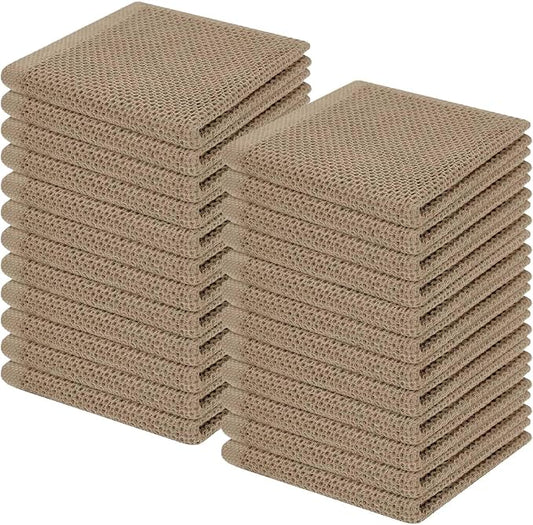 Homaxy 100% Cotton Waffle Weave Kitchen Dish Cloths 24-Pack, Tan | 12 x 12 Inches, Ultra Soft Absorbent Dish Towels, Quick Drying Dish Rags with Hanging Loop by Homaxy