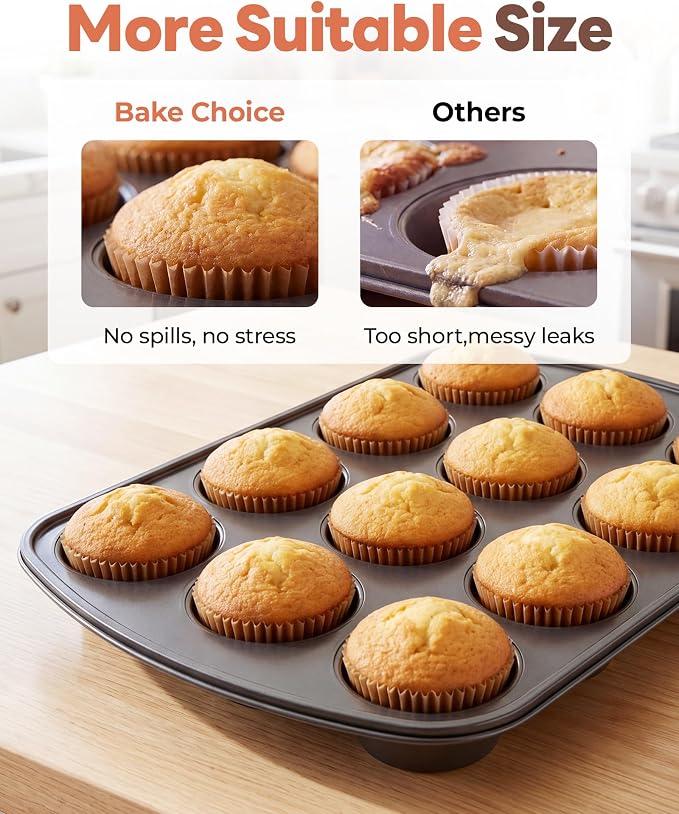 Bake Choice 200pcs Standard Cupcake Liners for Baking, Muffin Liners | Non-stick, Natural, Food-grade, Greaseproof Parchment , Cupcake Wrapper for Party, Christmas, Gift - Image 5