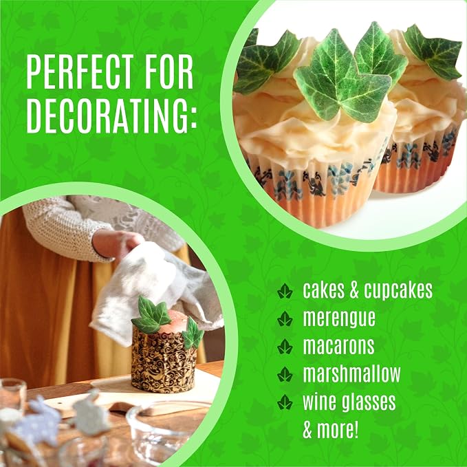 Sugar Robot - Edible Small Ivy Leaves - Small Size - Edible leaves for cake decorating - Premium Crafted - Made in the USA Cake -Set of 24 (Ivy Leaf) - Image 7
