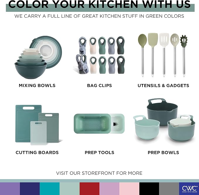 COOK WITH COLOR Silicone Cooking Utensils, Kitchen Utensil Set, Easy to Clean Silicone Kitchen Utensils, Cooking Utensils for Nonstick Cookware, Kitchen Gadgets Set, 38 Piece, Green - Image 8