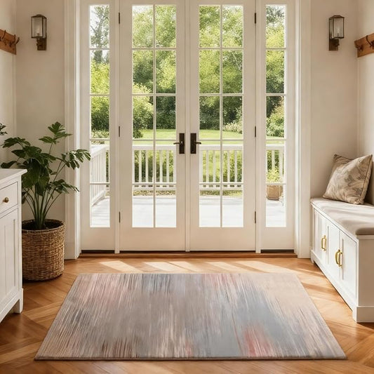 2x3 Washable Doormat, Non-Slip Rug for Front Door, Bathroom & Kitchen - Low Pile Indoor/Outdoor Mat with Rubber Backing, Modern House Design by RICKYSERRA