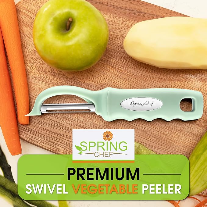 Spring Chef Swivel Vegetable Peeler with Ergonomic Handle, Pistachio | Premium Potato Peeler w/ Ultra Sharp Stainless Steel Blades, Multifunctional Veggie Peeler for Apple, Carrot, Cucumber, Fruit - Image 7