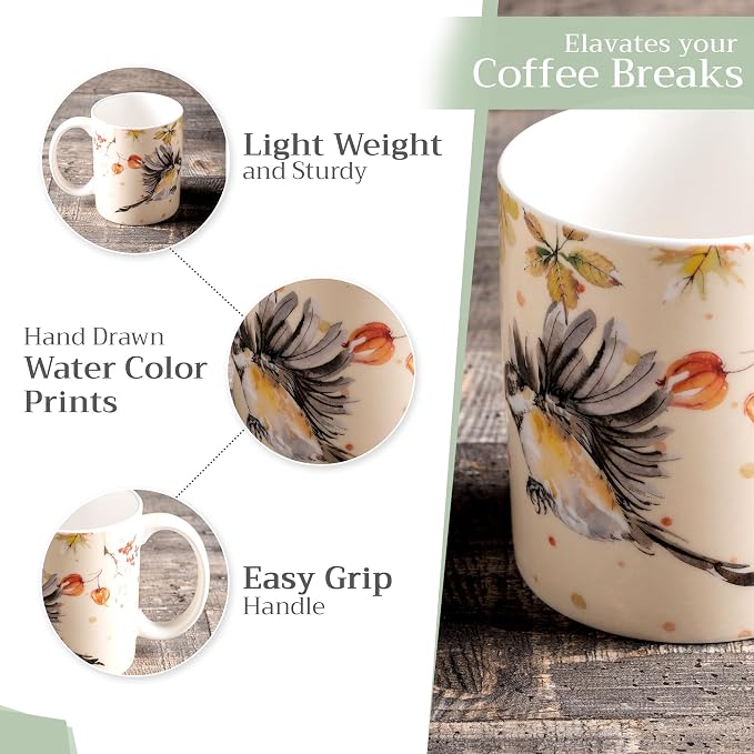 Maison d' Hermine Coffee Mug with Handles Tea Cups (15 Ounce, Pack of 1) | Fine Bone China Coffee Mugs for Hot Beverages Cappuccino Latte Home Spring Summer -Kelim - Prairie - Last Days of Summer - Image 5