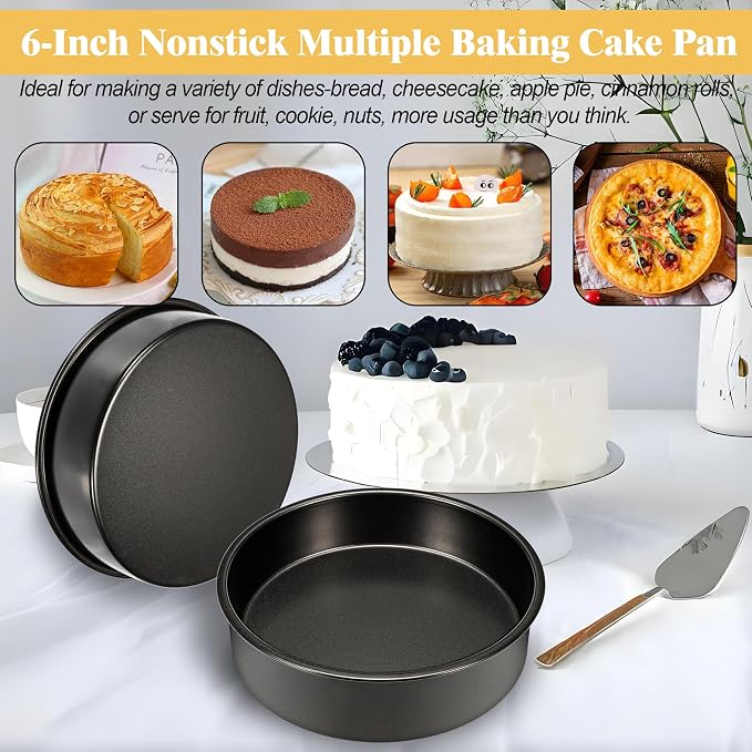 AWTBDP 6 Inch Cake Pans,3PCS Smash Cake Pans with 100PCS Parchment Paper | No-Stick Round Small Cake Pans Set for Baking Layer Cakes, Sturdy Baking Pan Set for Christmas Birthday, Dishwasher Safe - Image 7