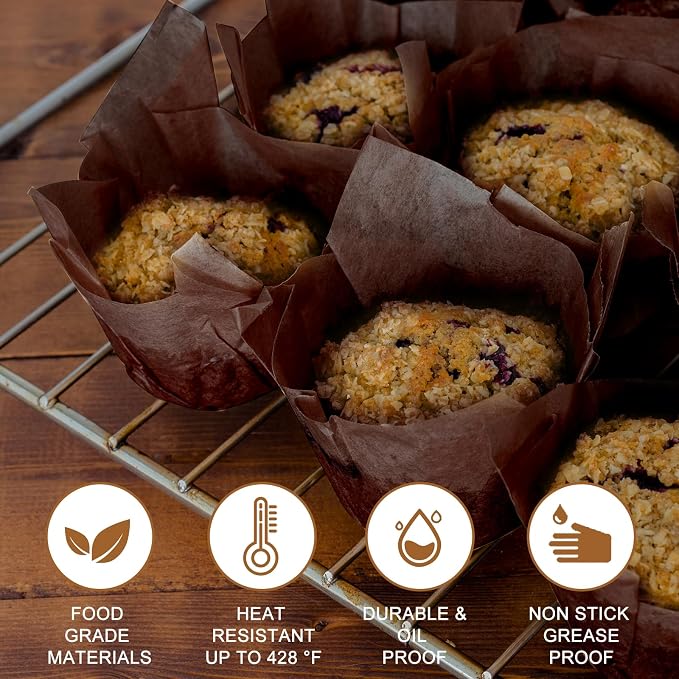 120pcs Tulip Cupcake Liners for Baking Cups, Premium Muffin Liners Holders | Food Graded Parchment Paper Muffin Liners Holders, Standard Greaseproof Cupcake Wrappers for Party, Christmas - Image 4