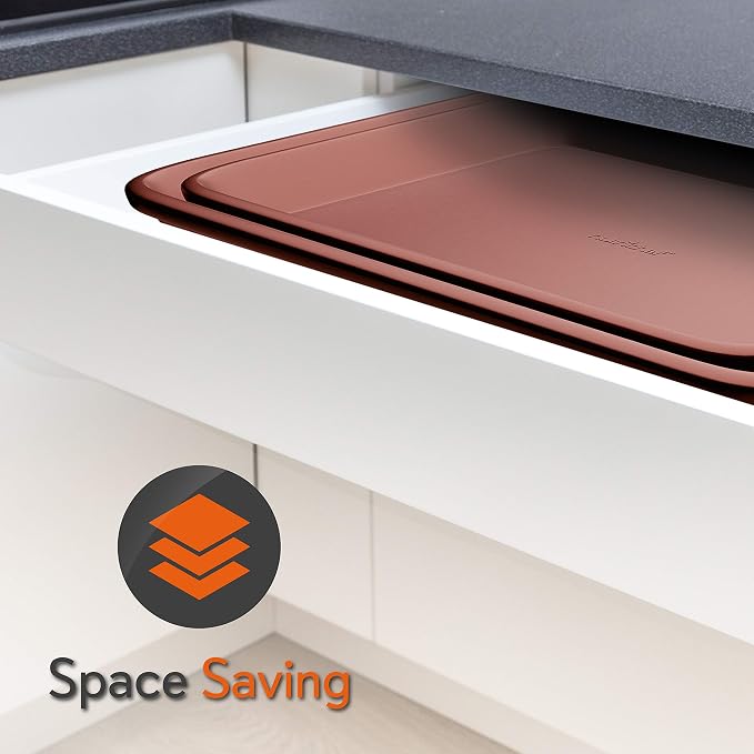 NutriChef Nonstick Cookie Sheet Baking Pan - 2pc Large & Medium Metal Oven Baking Tray, Professional Quality Kitchen Cooking Non-Stick Bake Trays w/ Rimmed Borders, Rose Gold - Image 2