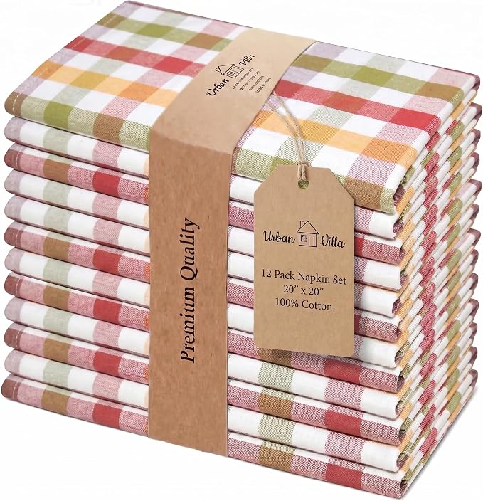 Urban Villa Cloth Napkins Cotton 20x20 (Set of 12) Harvest by CottonTrends
