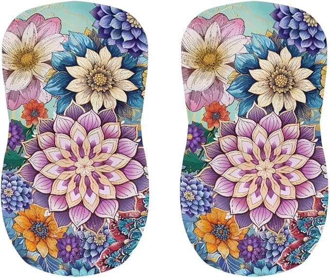 2 Pcs Bar Stool Covers Dining Chair Replacement Cover with Elastic Band Non-Slip Bottom for Barstool Padded Chair Slipcover,Bohemian Flower - Image 4