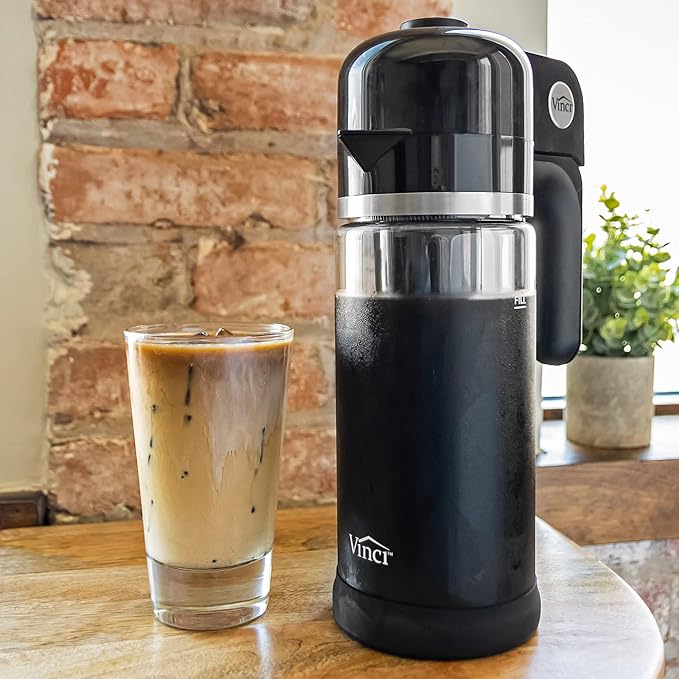 VINCI Express Cold Brew, Electric Cold Brew Coffee Maker in 5 minutes, 4 Brew Strength Settings & Cleaning Cycle, Easy to Use & Clean, Glass Carafe, Cold Brewer for Iced Coffee, 1.4 L Dial Control