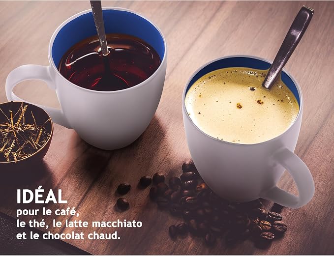MIAMIO - Set of 6 Coffee Mugs 12 oz – Modern Ceramic Coffee Cup Set in White Multicolor – Large Coffee Cups for Coffee, Tea and Cappuccino – Dishwasher and Microwave Safe - Image 2