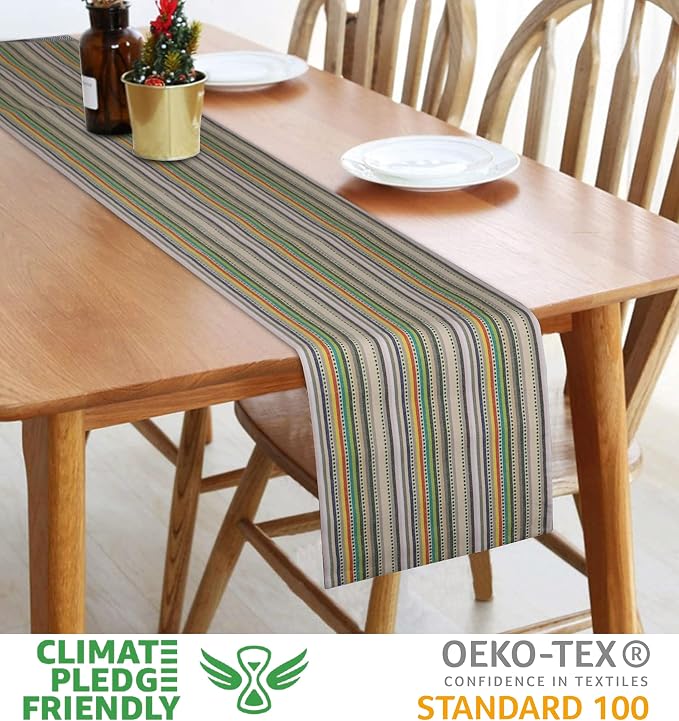 Urban Villa Table Runner Cotton Heavier Quality 14x72 Multi Stripe - Image 2
