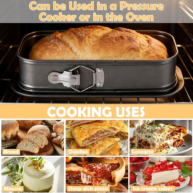ASelected 2PCS Narrow Oval Springform Pan, 12 Inch Black Gray Non-Stick Springform Cake Pans with Removable Bottom for Cheesecake, Terrine, Tiramisu, Bread Loaf, Baking - Image 5