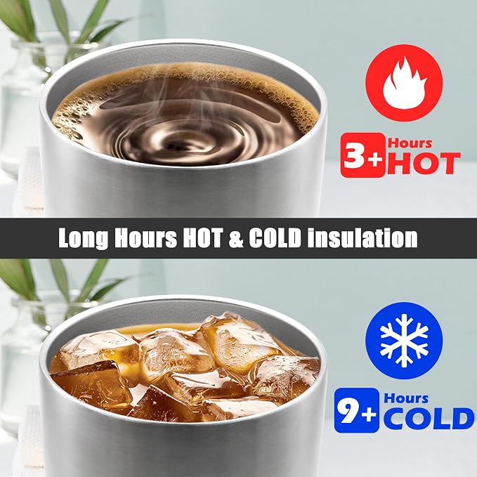 20oz Tumbler Insulated Coffee Tumblers with Lid Stainless Steel SS 4P | 20 oz Tumblers Double Wall Insulated Vacuum 20oz Coffee Mug Leak Proof Tumblers with Lid Powder Coated - SS 4 Pack - Image 5