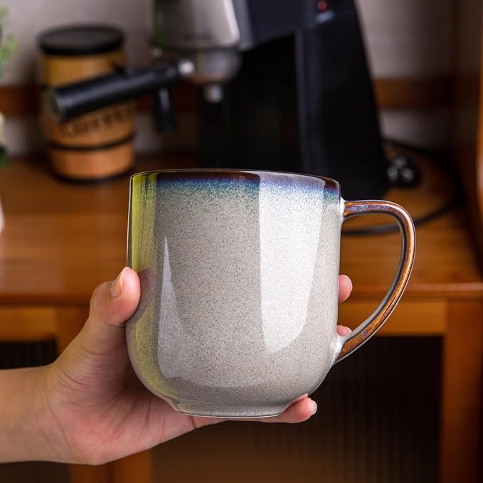 LERATIO 12OZ Ceramic Coffee Mugs Set of 6, Large Porcelain Coffee Cups With Large Handle For Latte,Cappuccino,Milk,Cocoa,|Dishwasher&Microwave Safe Mug Sets,Ideal for Man,Woman,Dad, Mom - Image 5