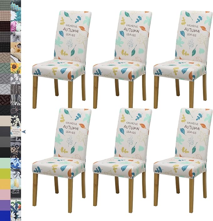 Dining Chair Covers, Stretch Seat Covers, Washable Furniture Protector | 6 Pack, Washable, Stretch Fit, Soft, Non Slip, Dining Chair Covers, Seat Protector, Furniture Protector by BIETYONE