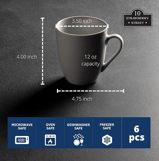 10 Strawberry Street Simply White 12 oz Mug, Set of 6 - Image 5