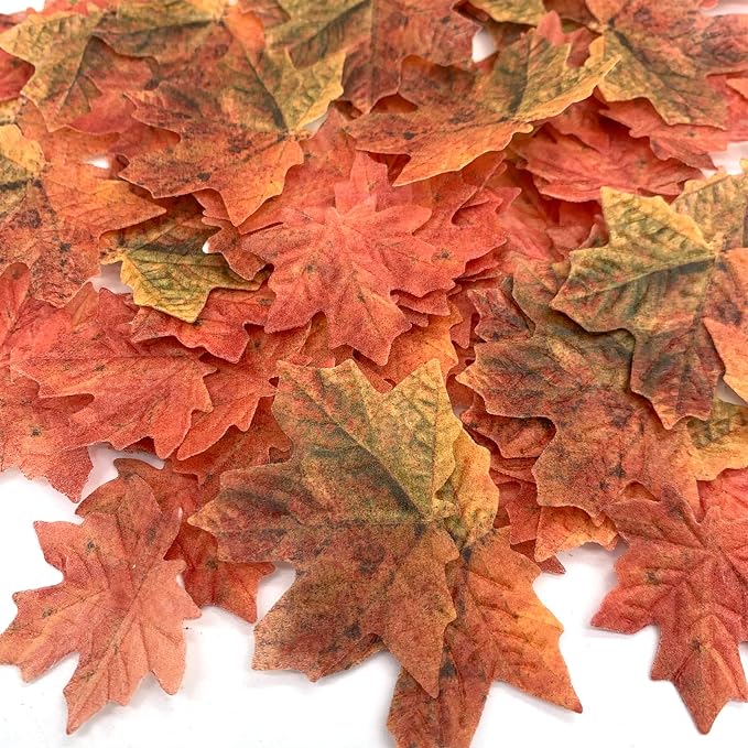 Weraru 90 Pcs Edible Fall Leaves Gold Leaf Cupcake Toppers, For your Party Cake Toppers Decoration - Image 4