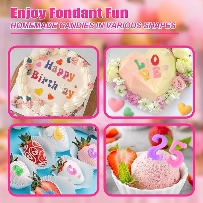 Letter Silicone Mold Alphabet Number Molds，Crown Fondant Candy Silicone Molds Bows Crown Heart Mold for Gummy Baking Candy Making Chocolate Molds Sugar for DIY Crafts Candy Desserts Cupcake Decoration