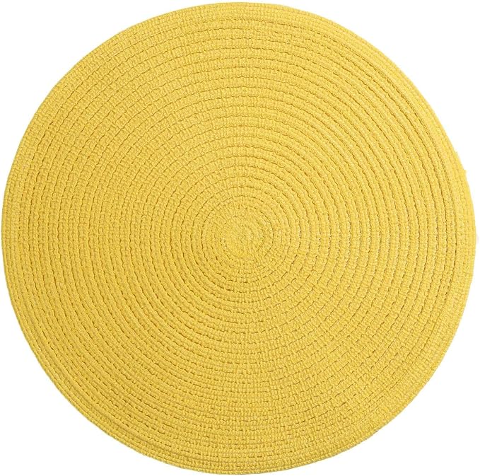 SHACOS Round Braided Placemats Set of 6 Kitchen Place Mats 15 inch Round Table Mats for Dining Tables Washable (Yellow, 6) - Image 8