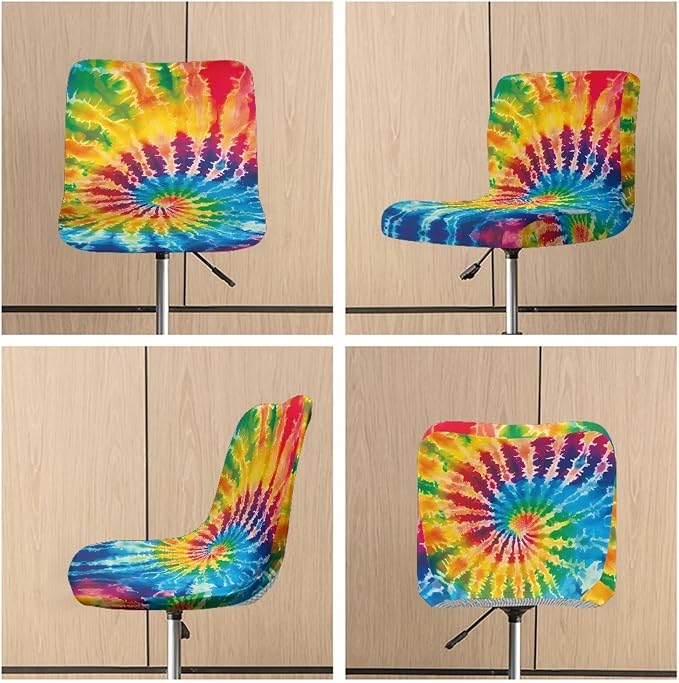 Tie Dye Bar Stools Covers 2 Pcs Barstool Slipcovers Elastic Stool Cushion Cover Swivel Barstool Covers Slipcovers for Low Short Back - Image 6