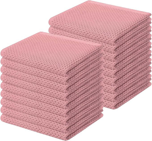 Homaxy 100% Cotton Waffle Weave Kitchen Dish Cloths 18-Pack, Dried Rose | 12 x 12 Inches, Ultra Soft Absorbent Dish Towels, Quick Drying Dish Rags with Hanging Loop by Homaxy